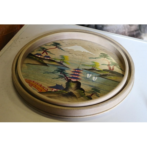 156 - Vintage Hand Painted Japanese Tea Server Trays - Signed on the Bases