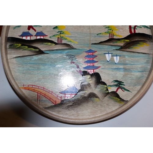 156 - Vintage Hand Painted Japanese Tea Server Trays - Signed on the Bases