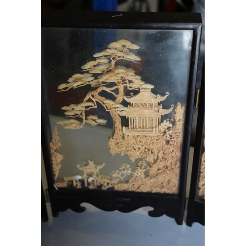 163 - Chinese Cork Diorama 3 Panel Display