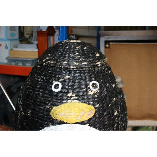 170 - Cute Wicker  Penguin Laundry Basket