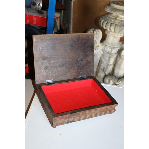 183 - Vintage Wooden Box with Antique Copy of World Map