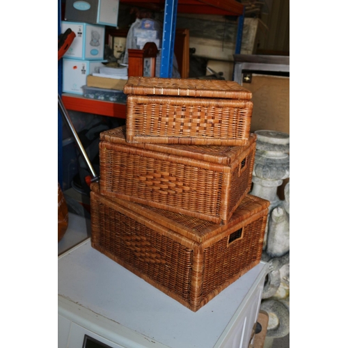 185 - Like New Trio of Wicker Baskets in 3 Sizes