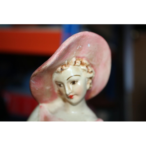 196 - Art Deco New Art Wares Figurine of Lady in a Hat with a Pair of Borzois