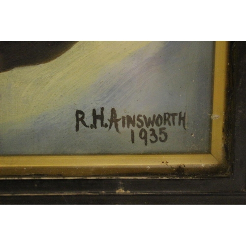 204 - 1935 Oil on Canvas Glassed and Framed Painting by R.H. Ainsworth