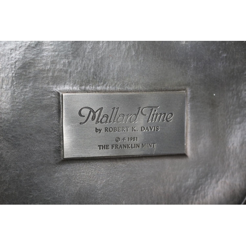 216 - Franklin Mint Pewter Statue by Robert Davies - Mallard Time - Heavy