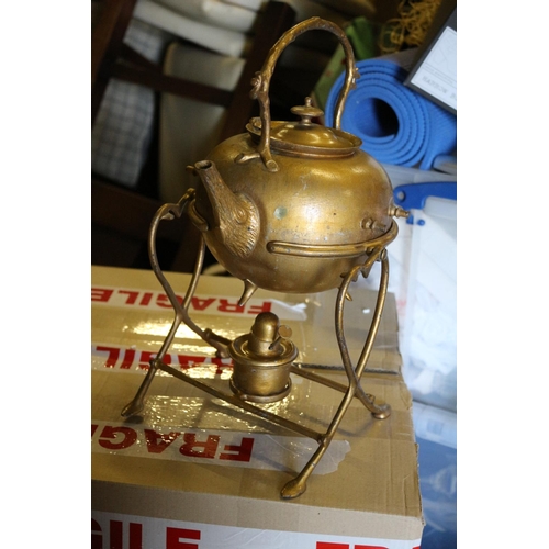 228 - Vintage Painted Teapot on Stand with Meth Container