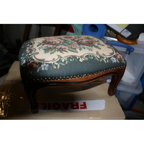 229 - Tapestry Covered Small Foot Stool