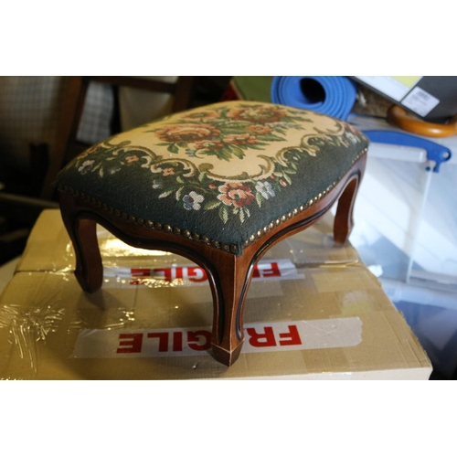 229 - Tapestry Covered Small Foot Stool