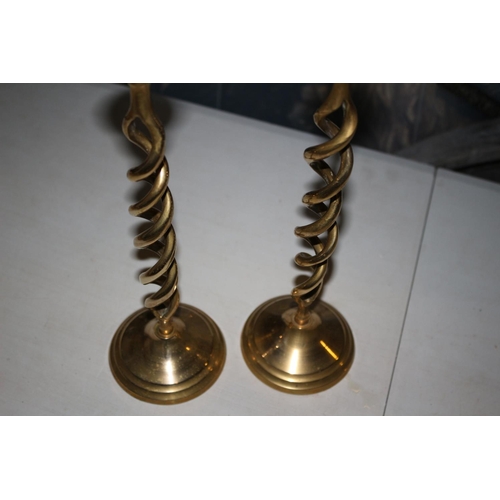 232 - Pair of Brass Candlesticks with Twisted Stem