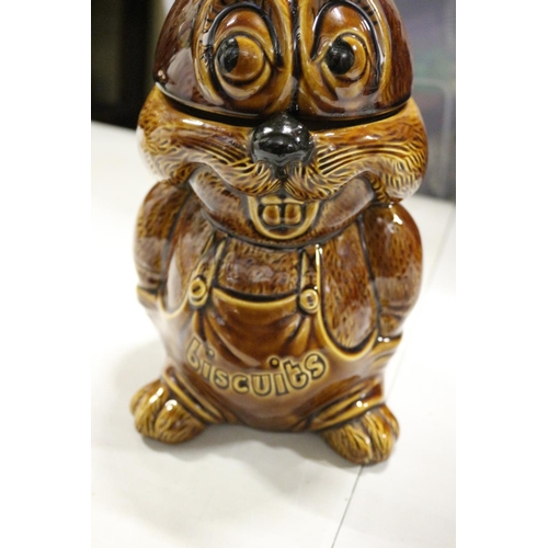 235 - Treacle Glazed Squirrel Design China Biscuit Barrel 30cm Tall