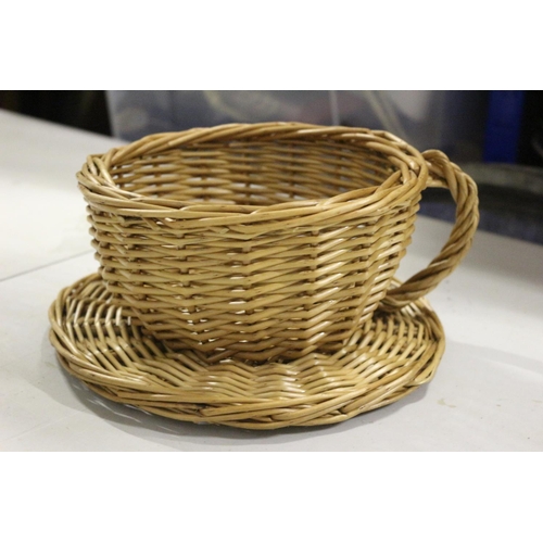 238 - Brass Deer, Wicker Cup & Saucer and Small Kettle