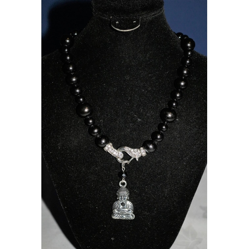 670 - Black Beads with Buddha Pendant