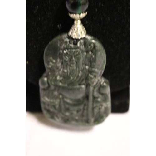 674 - Jadeite Buddha Pendant - Dragon Blood Stones