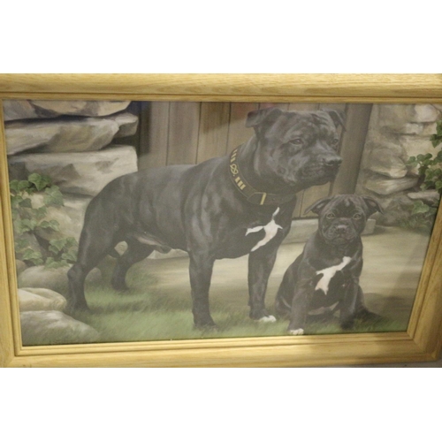 686 - Set of 3 Dog Prints, Mounted and Framed in Pine