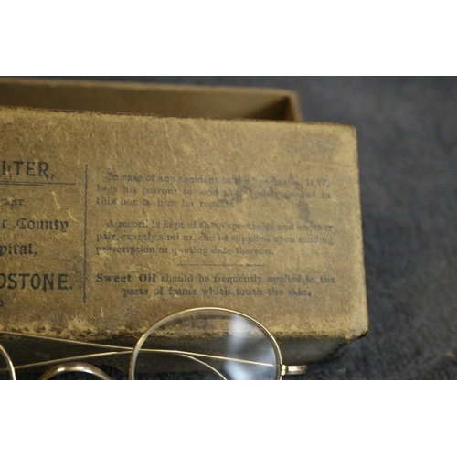 116 - Vintage Yellow Metal Spectacles in Believed to be Original Box from  D. Winterhalter of Maidstone