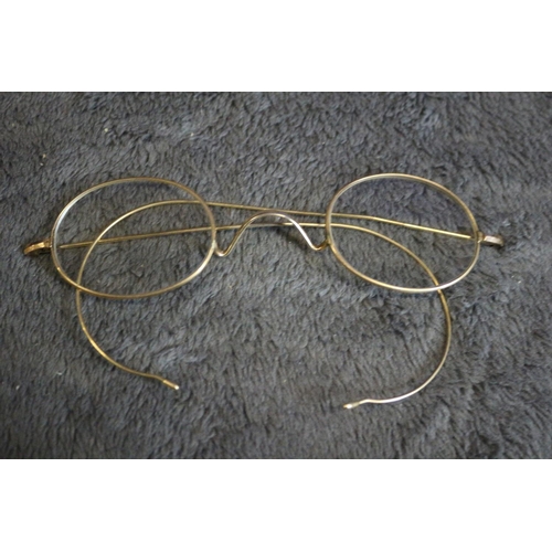 116 - Vintage Yellow Metal Spectacles in Believed to be Original Box from  D. Winterhalter of Maidstone