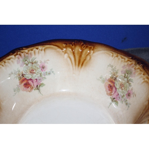 17 - Vintage Ironstone Floral Decorated Wash Bowl