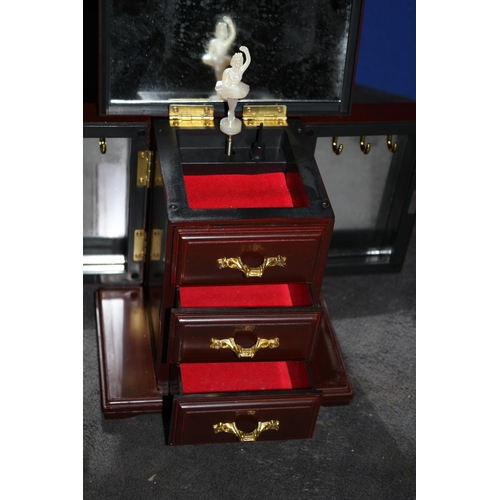 33 - Small Musical  Dressing table Jewellery Box with Swing out Sections and Drawers