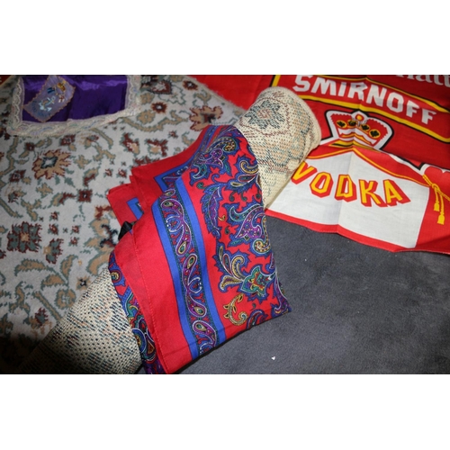 54 - Carpet Runner, Scarf, Smirnoff Tea towel plus other items