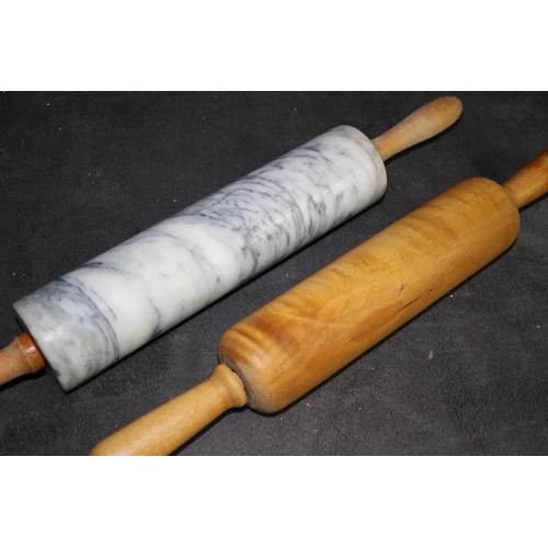 62 - Pair of Rolling Pins - One Marble