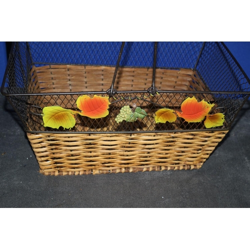 71 - Wire and Wicker Basket with Floral Design