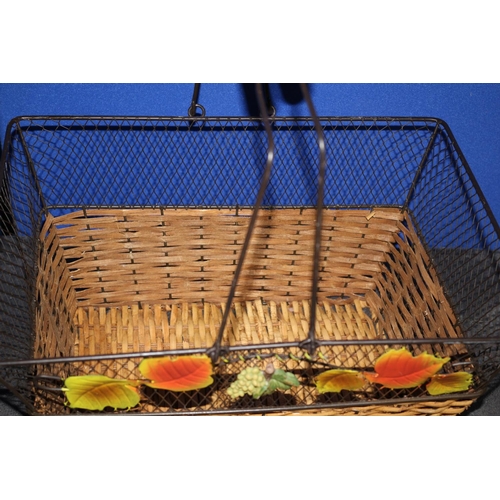 71 - Wire and Wicker Basket with Floral Design