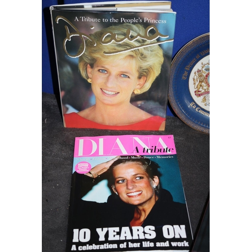 74 - Collection of Princess Diana Books and Commemorative Plate