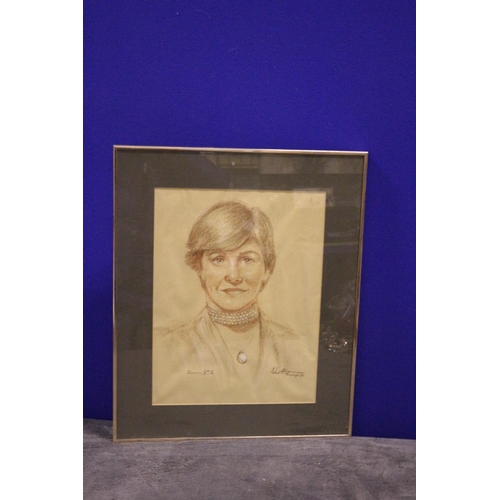 125 - Charcoal Portrait - Signed Bottom Right Corner - Framed and Glazed