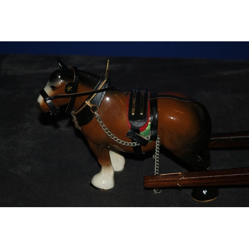 129 - Vintage Porcelain Shire Horse and Cart