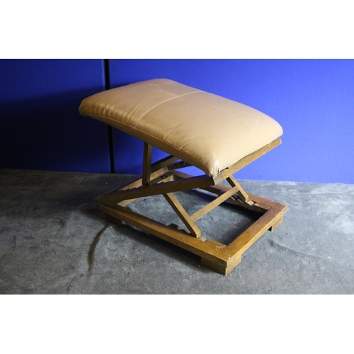 141 - Vintage Adjustable  Gout /  Foot Stool with Leather Top