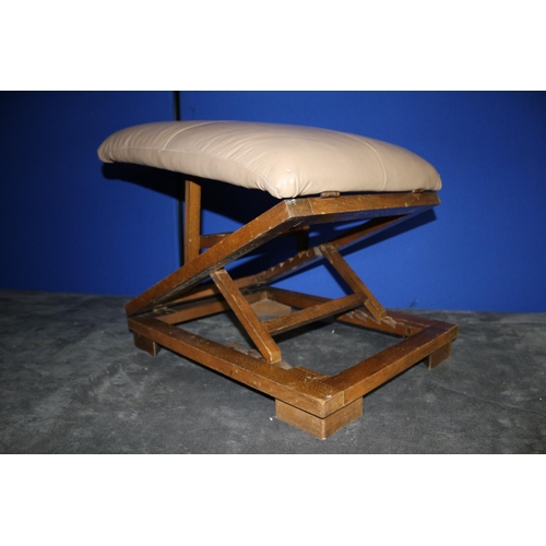 141 - Vintage Adjustable  Gout /  Foot Stool with Leather Top