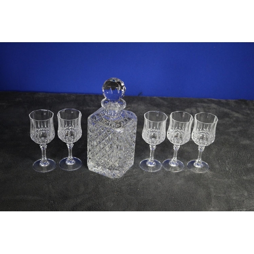 172 - Collection of 5 x Cut Glass Glasses plus Decanter with Stopper