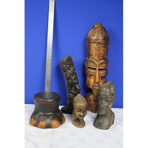 183 - Collection of Vintage African Hand Carved Wooden Items