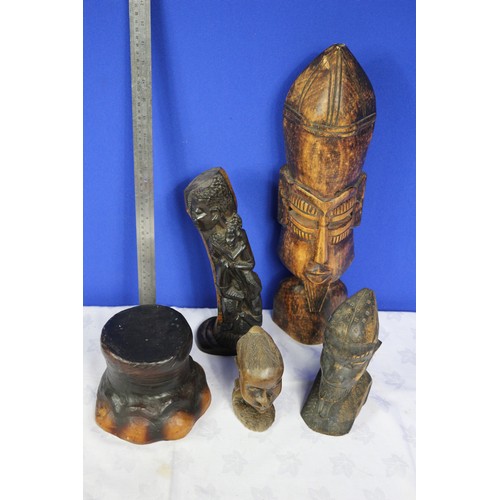 183 - Collection of Vintage African Hand Carved Wooden Items