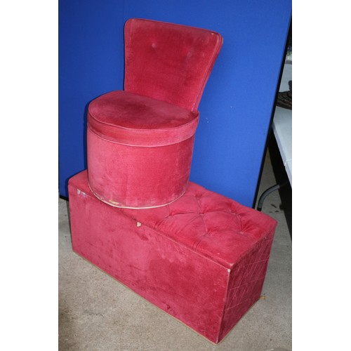 562 - Velvet covered Bedroom Chair plus Ottoman