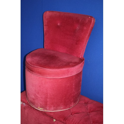 562 - Velvet covered Bedroom Chair plus Ottoman