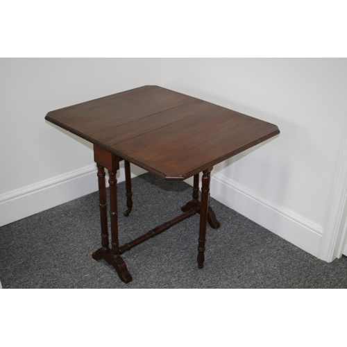 106 - Rare Small Carpenters Sample Twin pedestal folding wooden table with turned, bamboo styled, columns ... 