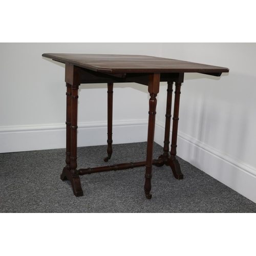 106 - Rare Small Carpenters Sample Twin pedestal folding wooden table with turned, bamboo styled, columns ... 