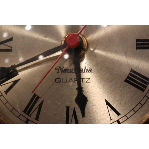 123 - Barometer and clock mounted on wood