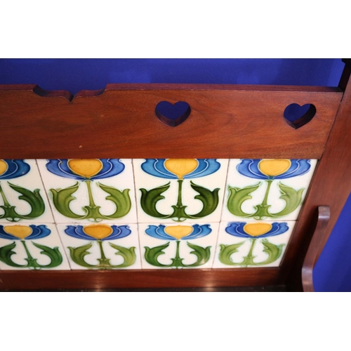 14 - Victorian Wash stand with marble or granite top and ornate tiled back and heart cut outs. Side towel... 