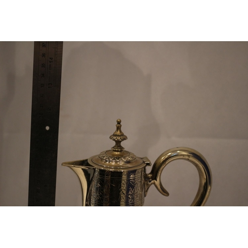 142 - Plated pull back lid top claret jug