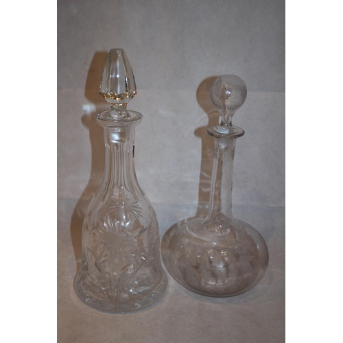 143 - 1 Cut Glass and I engraved decanters