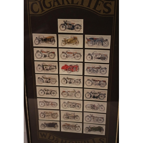 165 - Wills Cigarette Cards in Display case. Motor Bikes