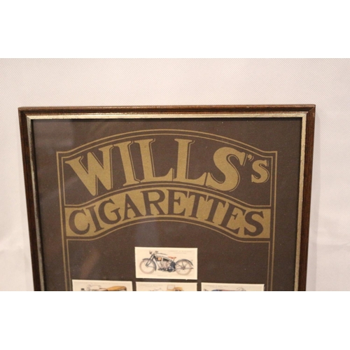 165 - Wills Cigarette Cards in Display case. Motor Bikes