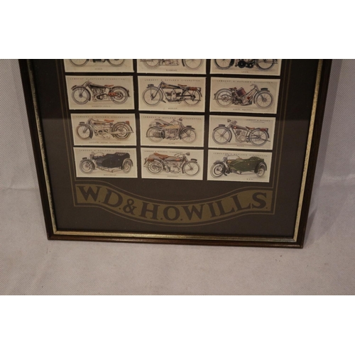 165 - Wills Cigarette Cards in Display case. Motor Bikes