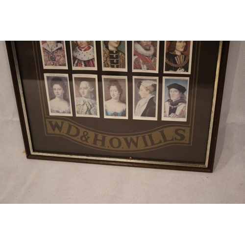 166 - Wills Cigarette Cards in Display case. Royalty