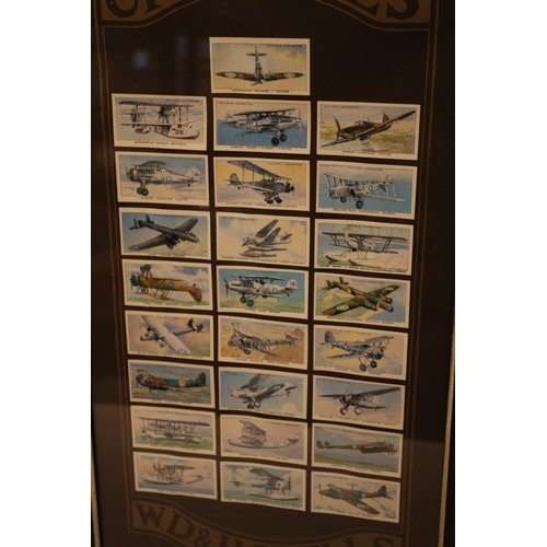 167 - Wills Cigarette Cards in Display case. Aeroplanes