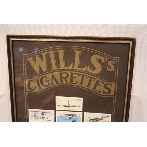 167 - Wills Cigarette Cards in Display case. Aeroplanes