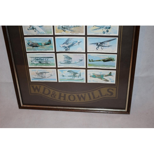 167 - Wills Cigarette Cards in Display case. Aeroplanes