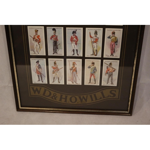 168 - Wills Cigarette Cards in Display case. Military